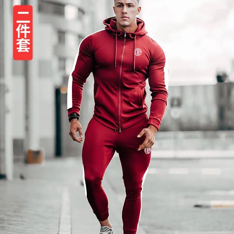 

Muscle Sportsman Autumn & Winter New Style Sports Fitness Suit Casual Long Sleeve Running Hooded Pullover Hoody Training Suit