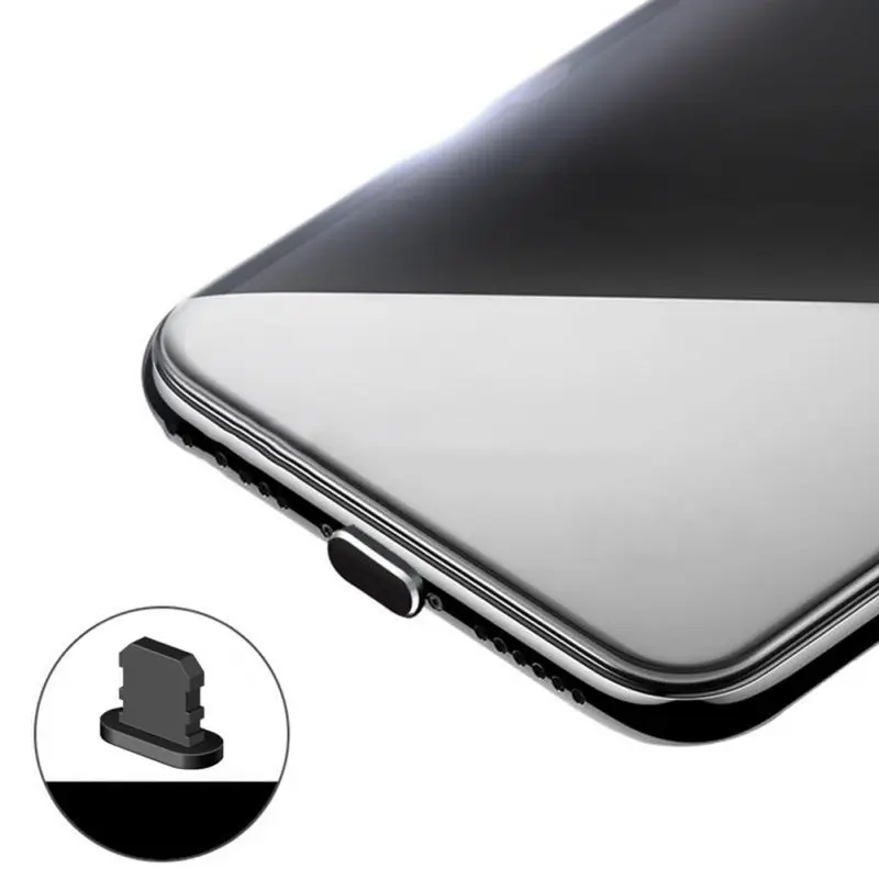 Штепсельная Вилка от пыли, штепсельная Вилка для наушников для Iphone XS Max, 78 P, порт для зарядки, заглушка, металлическая, заглушка для зарядки от пыли, заглушка для док-станции - Цвет: Black