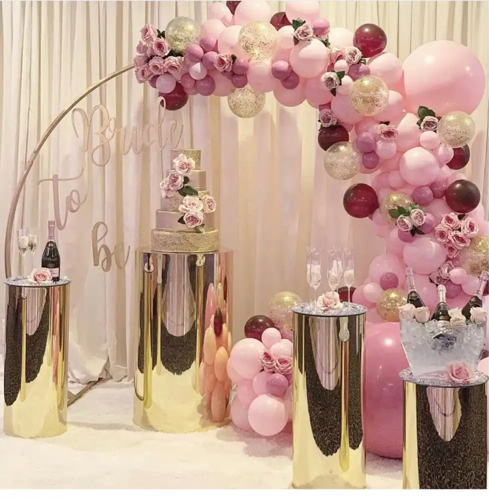 Soporte de metal de flores para centros de mesa de boda, globos con