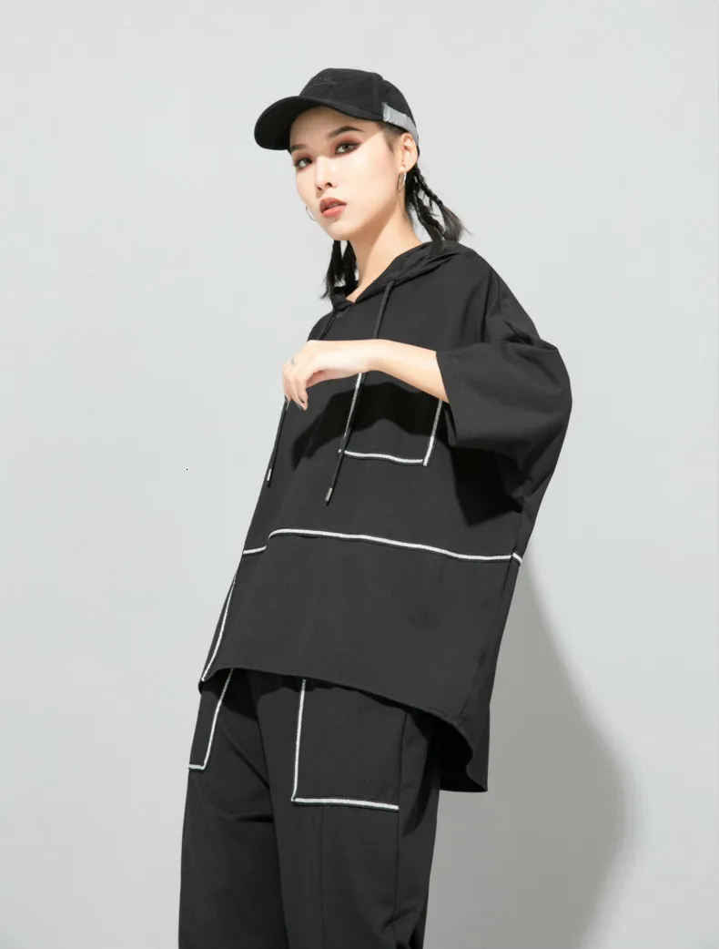 Max LuLu осень корейский модный стиль топы Дамская с капюшоном женская футболка винтажные полосатые футболки Повседневная одежда Большие размеры