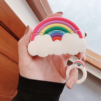

Cartoon Rainbow Cloud Bluetooth Earphone Case for Airpods Pro Cute Silicone Accessories Protective Cover for AirPod 3 with Ring