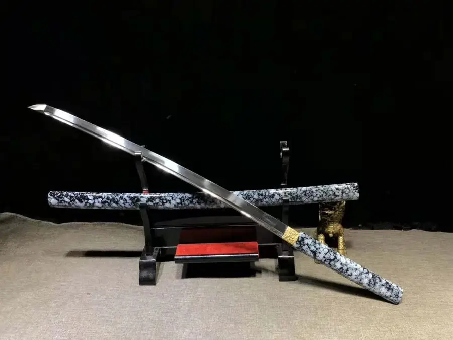 Handmade Japanese Sword Sharp HRC62 Spring Steel Blade Samurai Katana Hardwood Handle Saya Full Tang Can Be Cut Bamboo