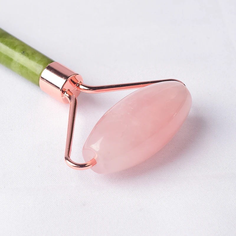Natural Rose Quartz Facial Massager Green Jade Roller Gua Sha Tool