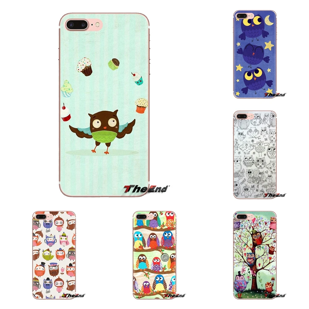 Transparent TPU Case Covers owls Collage pattern For Sony Xperia Z Z1 Z2 Z3 Z5 compact M2 M4 M5 C4 E3 T3 XA Huawei Mate 7 8 Y3II |