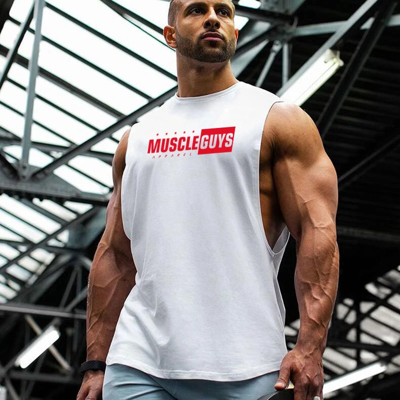 Muscleguys, одежда для спортзала, срезанные майки, топы для мужчин, бодибилдинг, Стрингер, топ для фитнеса, мужская майка без рукавов, рубашка для тренировок, топ с круглым вырезом