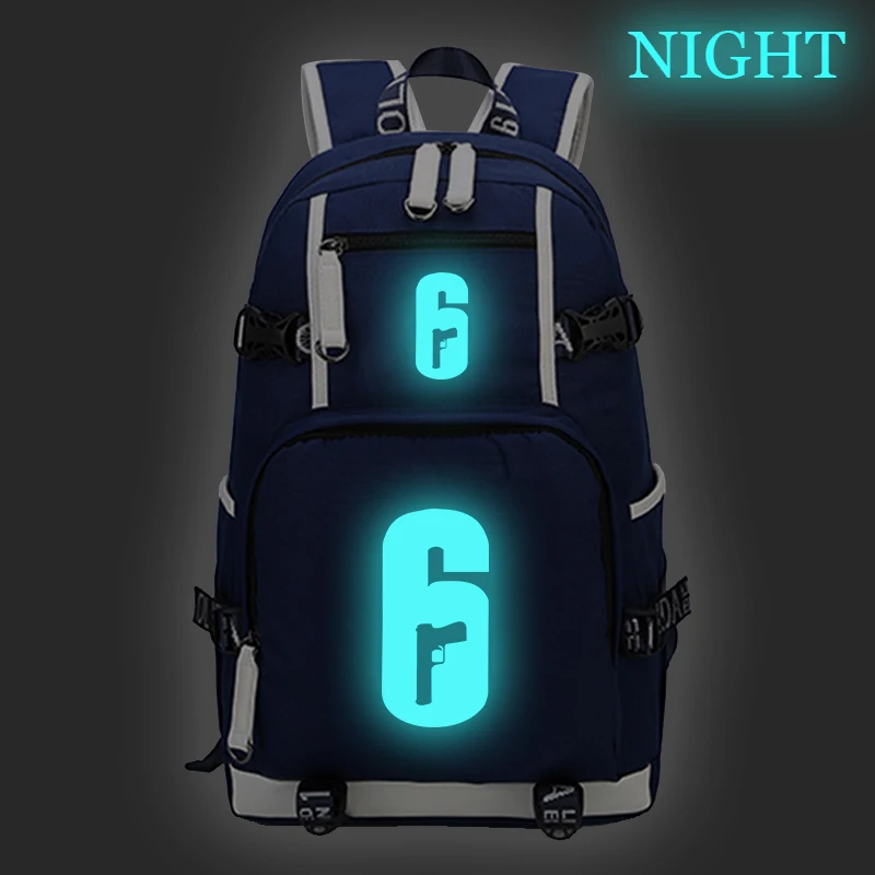 Game of Tom Clancy's Rainbow Six Siege Luminous Backpack Boys Girls Backpack Large Capacity Travel Backpack Cool Casual Backpack