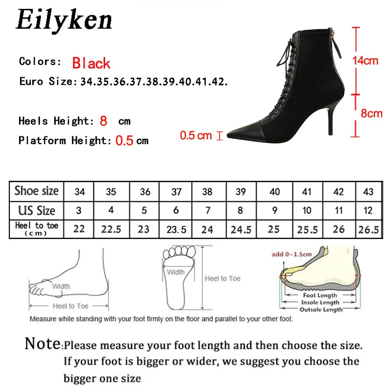 Eilyken г. Новые офисные ботильоны для женщин на высоком каблуке, из искусственной кожи, с острым носком, на молнии, пикантные женские Зимние полуботинки со шнуровкой