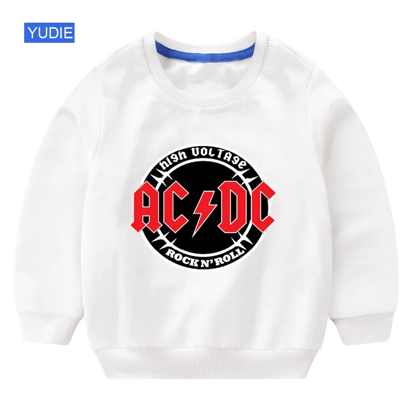 Свитера для маленьких мальчиков; Осенняя модная детская толстовка ACDC; белый Хлопковый пуловер для маленьких девочек; милый детский топ с длинными рукавами - Цвет: sweatshirt white