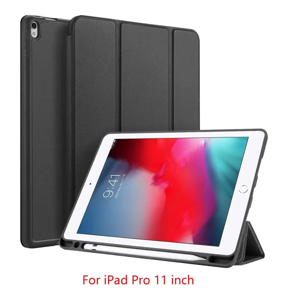 DUX DUCIS умный чехол для iPad Air PU кожаный флип Мягкий Чехол для iPad 9,7 Pro 10,5 11 12,9 Mini 5+ карандаш держатель - Цвет: Black Pro 11
