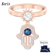 Swa Новое символическое новое стандартное розовое кольцо Хамса рука дьявол глаз декоративный глаз Кристалл Женское кольцо