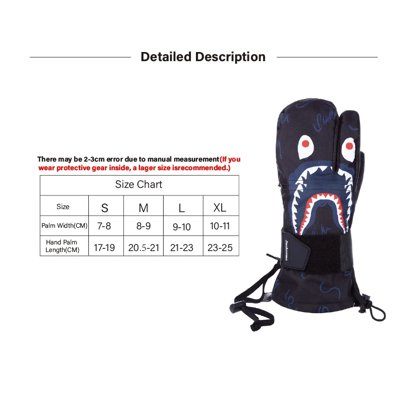 Winter Ski Gloves Warm and Comfort Snowboard Gloves Snowmobile Snow Gloves with Waterproof and Windproof 6