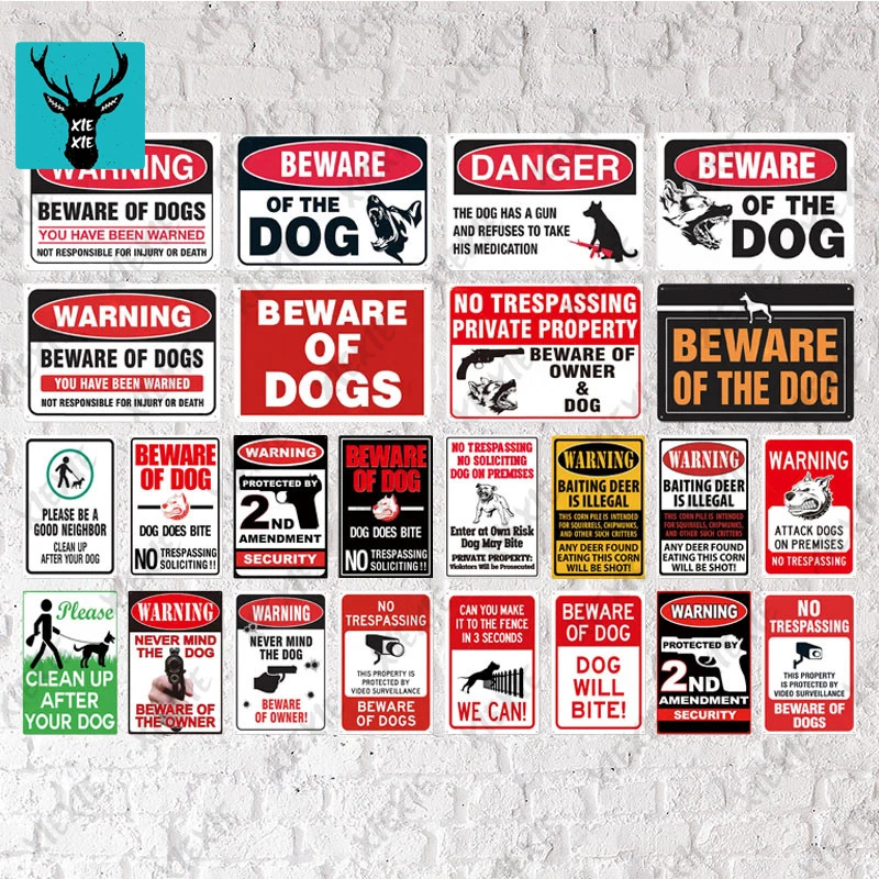 Warning Guard Dog On Duty Metal Sign Garage Home Decor Chiwawa Pet Owners PTS477 