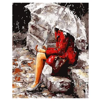 

Paint By Numbers for Adults, DIY Canvas Oil Painting Kit Painting Kit for Kids Adults Umbrella Woman