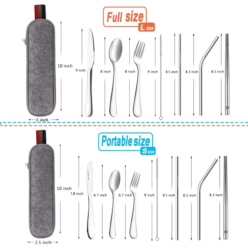 New-Reusable Travel Utensils Silverware with Case,Travel Camping Cutlery Set,Chopsticks and Straw for Camping, Portable Flatware