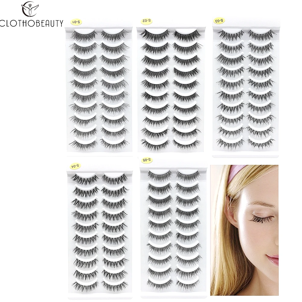 CLOTHOBEAUTY, накладные ресницы, 10 пар, мягкие, ручная работа, натуральные, длинные, толстые, многоразовые, накладные ресницы, наращивание для макияжа