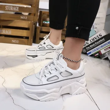 

Silver Reflective Sneakers Women Shoes Fashion Women Trainers White Mesh Platform Ladies Casual Shoes Designer Zapatillas Mujer