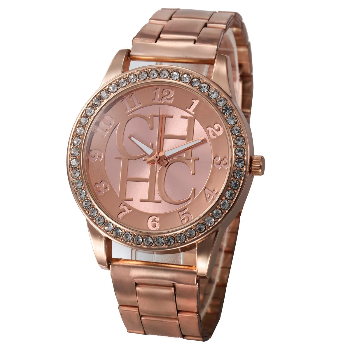 

Cross Border Foreign Trade Hot Selling Steel Belt Diamond Set MEN'S Watch Europe And America Fashion English with Numbers Quartz