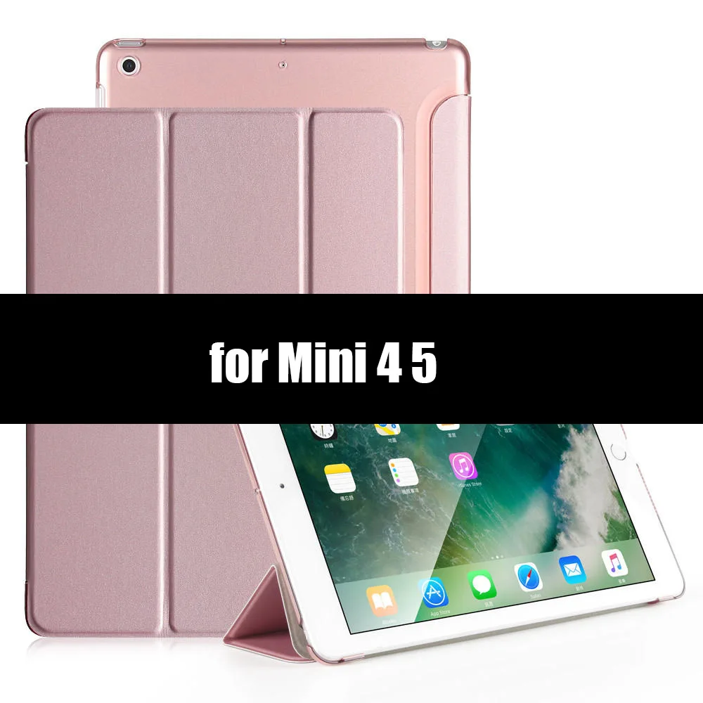 Чехол для iPad Mini 4 3 2 1 Подставка держатель смарт-чехол для iPad Mini 5 чехол из искусственной кожи ультра тонкий чехол с функцией автоматического сна/пробуждения - Цвет: Rose Gold-45