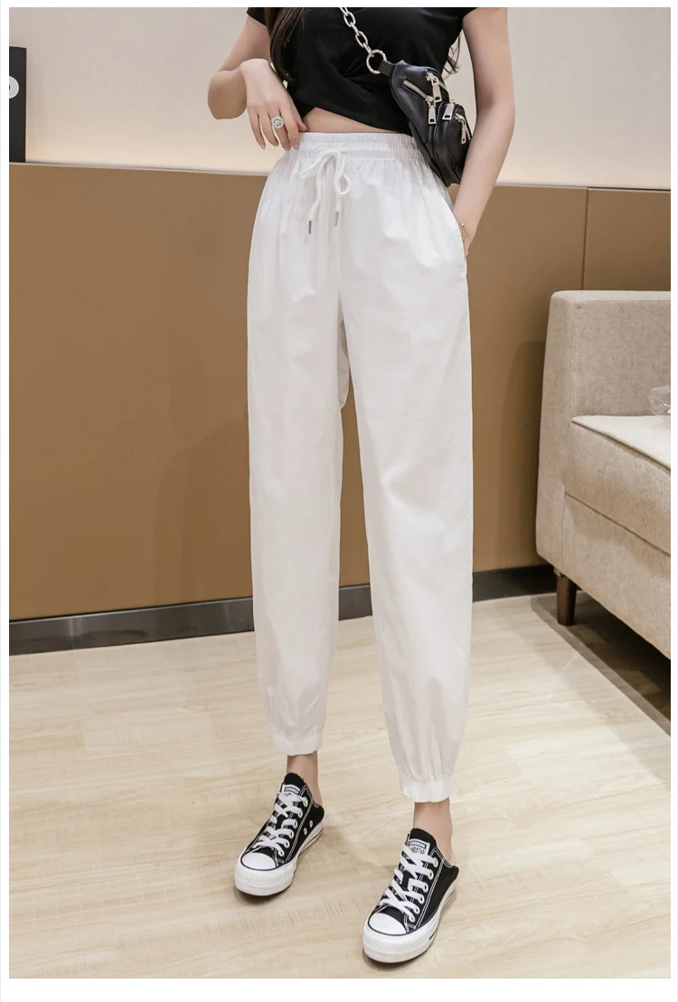 Jielur Trousers Women Solid Color Elastic Waist Candy Color Autumn Pants New Chic Sweatpants Pantalon Femme Roupas Slim Pants