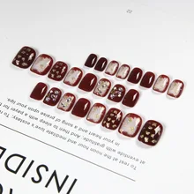 Маникюрный патч готовая Алмазная сетка Красная может быть повторена разборка студентов желе клей ручной кончик ногтя красный край Золотая фольга поддельные N