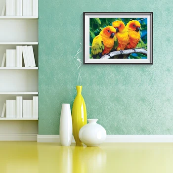 

Full Drill Diamond Painting Three Parrots 5D DIY Embroidery Animal Home Decor for Household Living Room Wall Supplies