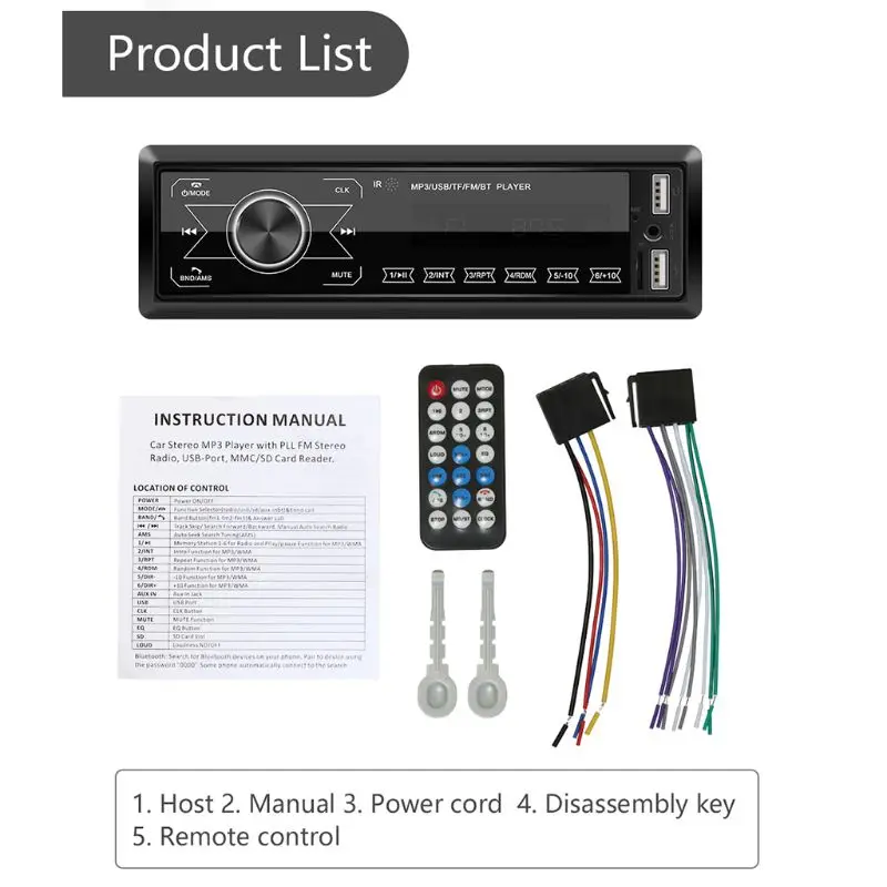 M10 lcd Автомобильный MP3-плеер двойной USB Bluetooth 4,0 динамик TF карта U диск AUX FM радио