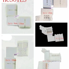 10 компл. L форма светодиодный разъем 2 pin/3 pin/4 pin/5 pin без пайки для 8 мм/10 мм/12 мм 5050/ws2811/ws2812b RGB/RGBW/WW SMD светодиодные полосы