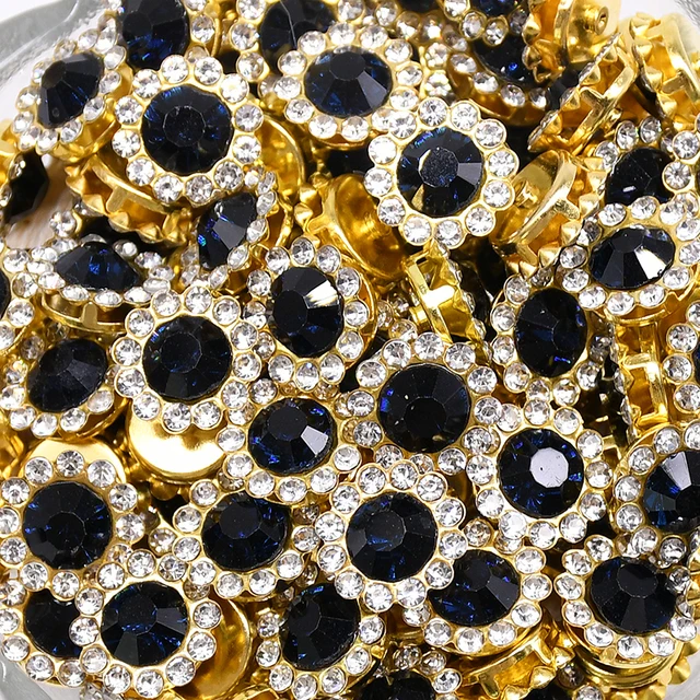 100 Claw Cup Glass Rhinestones Strass Shiny Crystals Stones Trim Gold Base Sew on Rhinestones For Clothes DIY Sewing Accessories B12