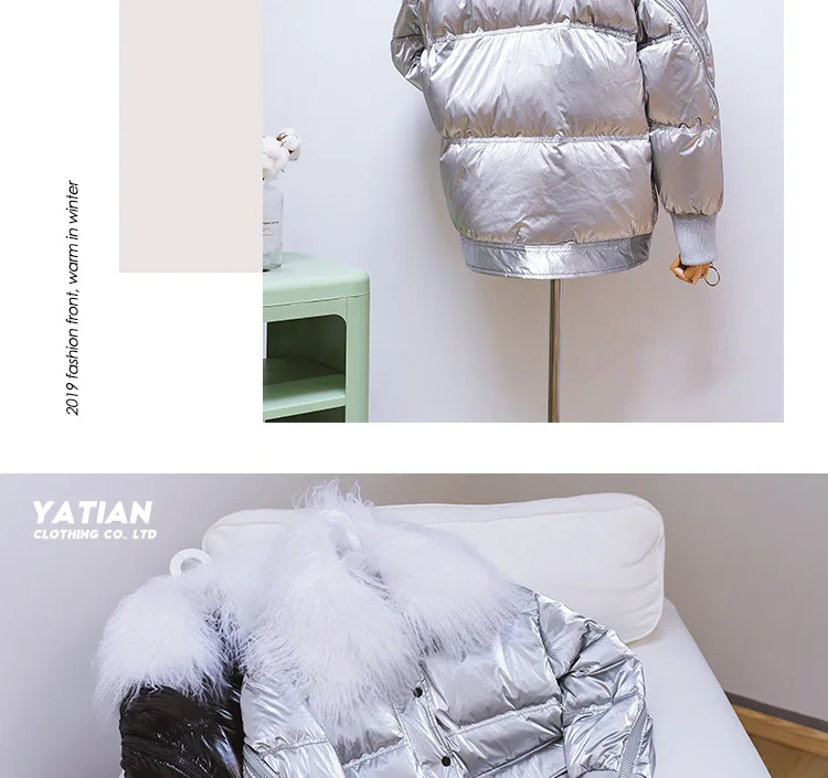 Female Down Jacket Loose Korean Beach Wool Large Fur Collar Down Jackets Women Parka Short Student Down Winter Coat NS1570