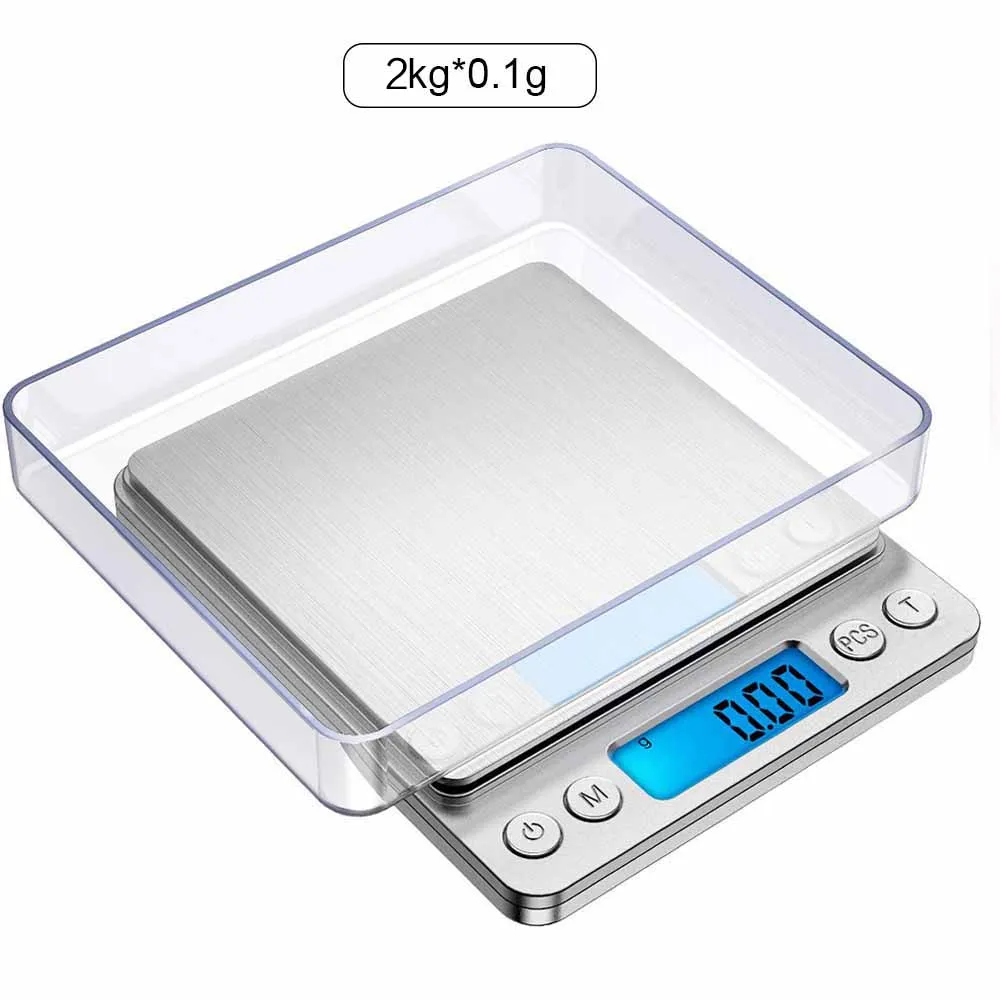 2KG 0.1G Мини цифровые весы для драгоценных камней, выполненные из 1 кг/2 кг/3 кг/500g 0,1/0,01 г Электронные весы Еда Кухня весы карманные весы - Цвет: 2KG 0.1G