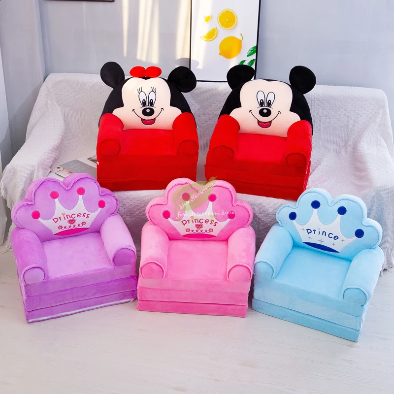 Детский диван, модное мультяшное кресло с короной, детское кресло для малышей, детский чехол для дивана, складной с наполнителем, мини-диван
