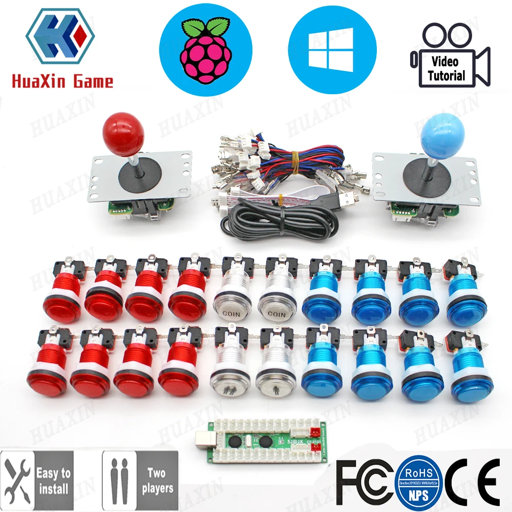 Zero Delay Encoder Arcade cabinet DIY kit for 5V LED push to Lighting up buttons copy SANWA Joystick USB to PC Raspberry Pi