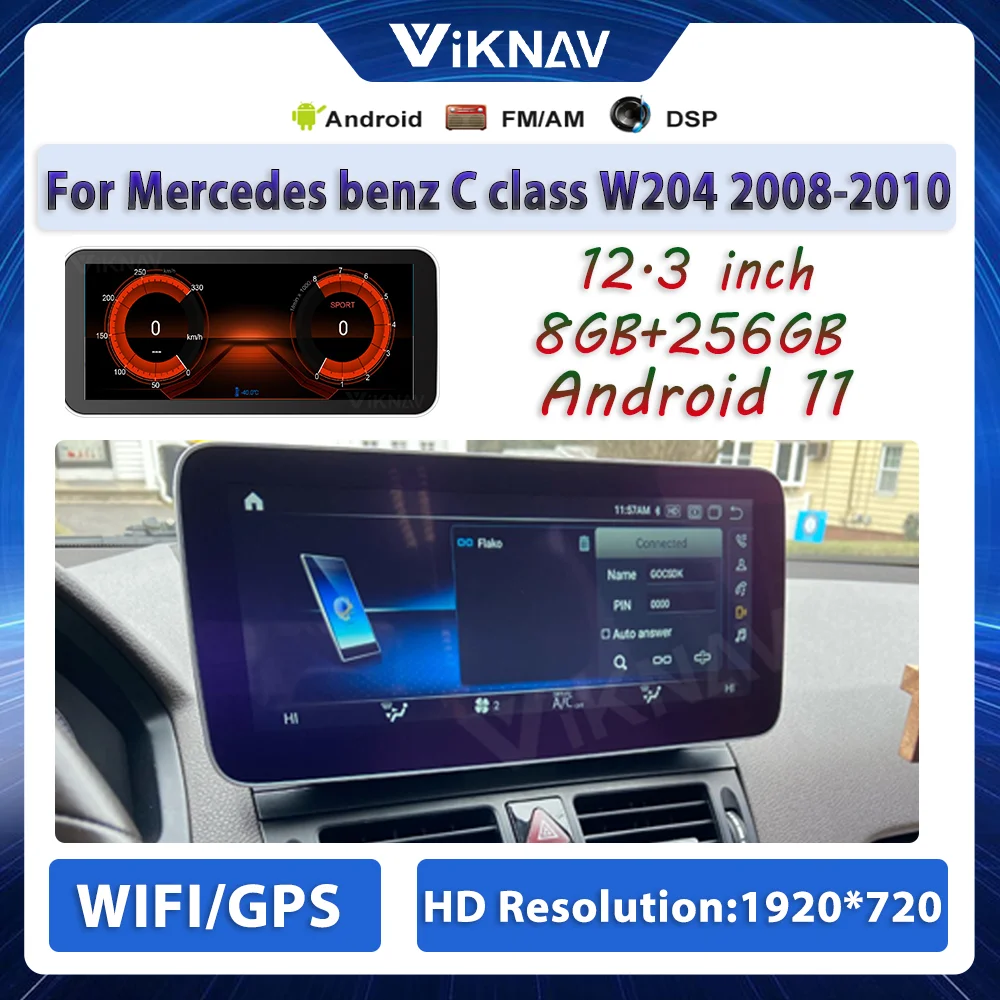 

Android 11 256G car radio for Mercedes benz C class W204 2008-2010 car GPS navigation 12.3 inch stereo DVD multimedia player