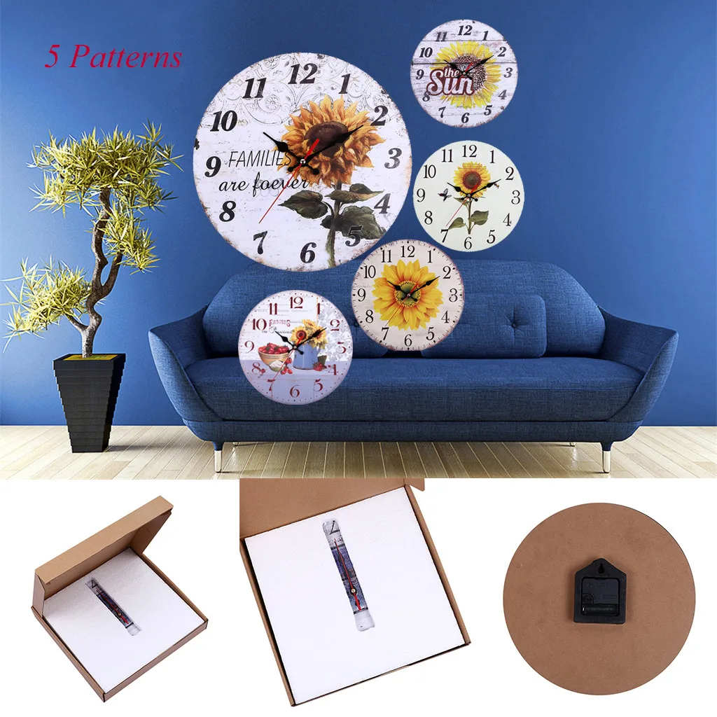 Kitchen Wall Clock Battery Operated Large Easy To Read Vintage Wooden Style For Home Decor Modern Minimalist Wall Clocks Simple