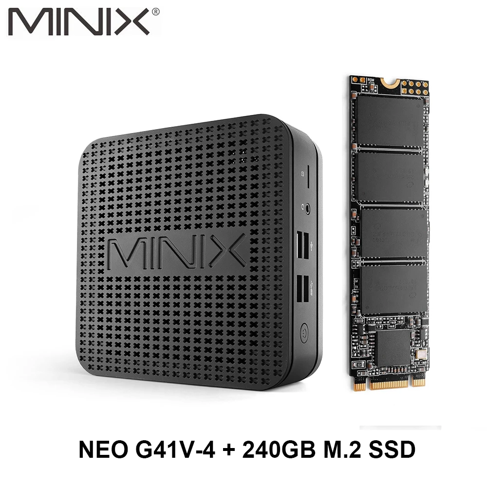 G41V-4 and 240G SSD MINIX NEO G41V-4 Intel Gemini Lake N4100 Ultimate безвентиляторный мини-ПК Windows 10 Pro с тройным дисплеем расширяемый мини-ПК для хранения - Цвет: G41V-4 and 240G SSD