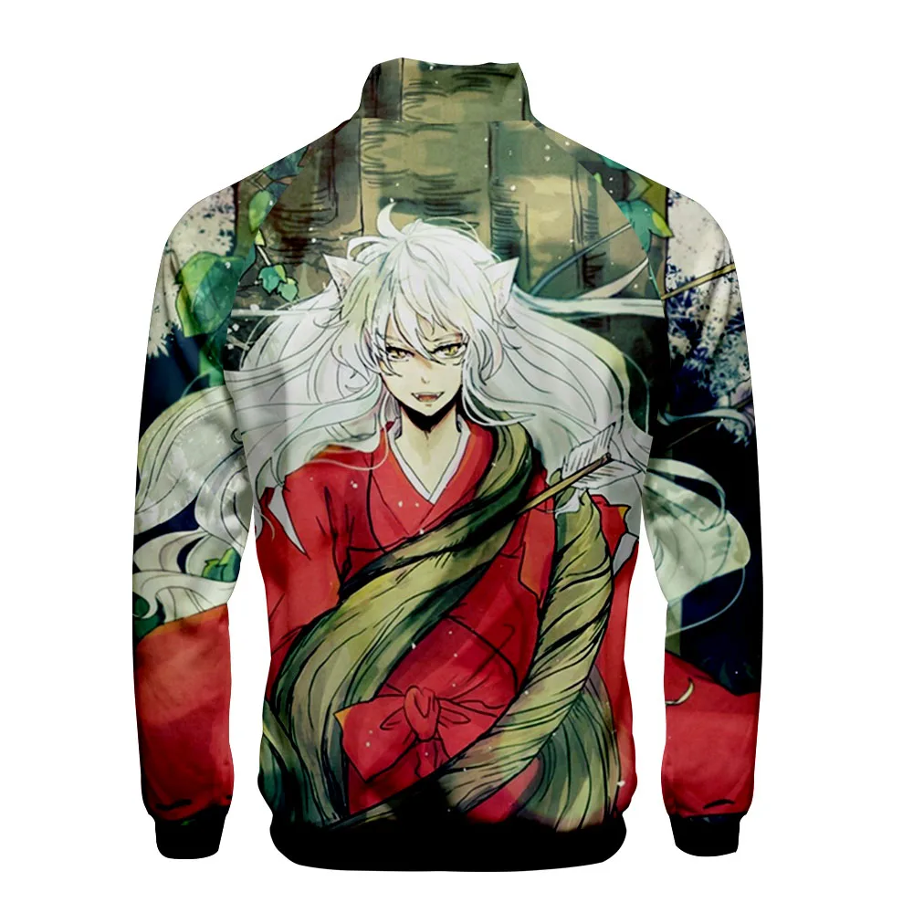 Inuyasha, 3D принт, стоячий воротник, куртка на молнии для мужчин и женщин, модная Толстовка Inuyasha, Ainme, длинный рукав, куртки, одежда, новинка