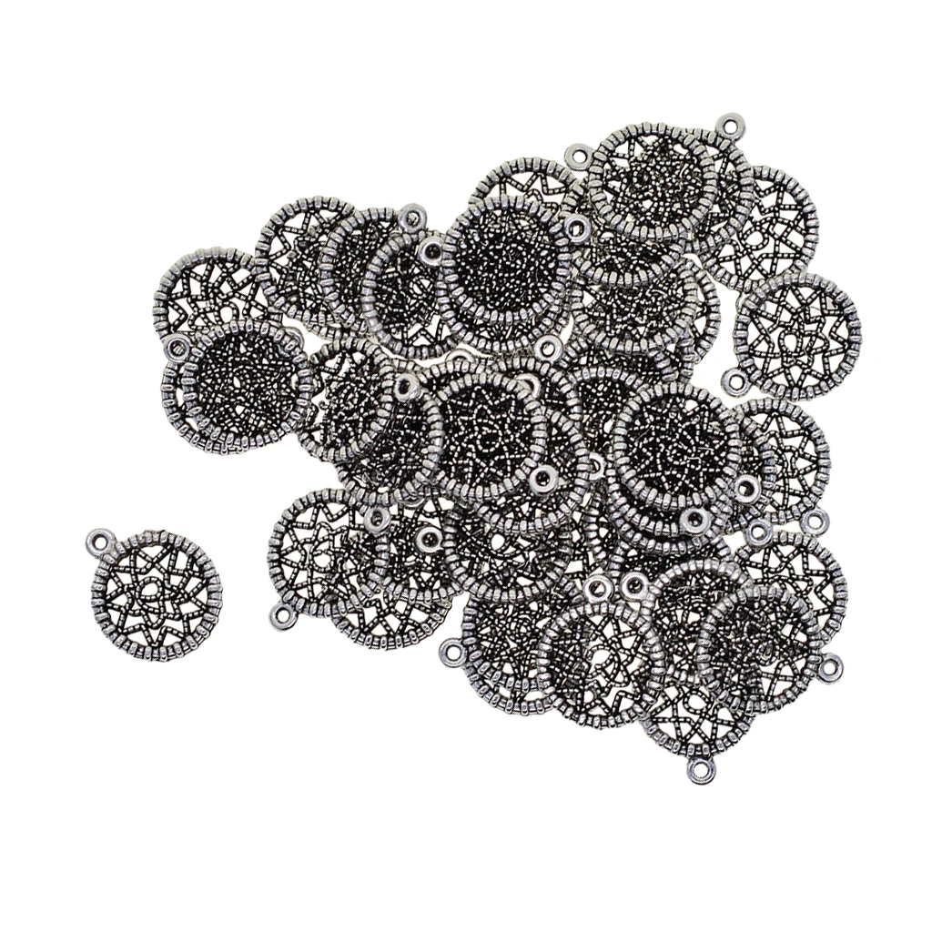 50pcs Tibetan silver color Dreamcatcher Charms Pendants Dangle Bead for Jewelry Making Craft fit Necklace Bracelet Choker Keyrings DIY