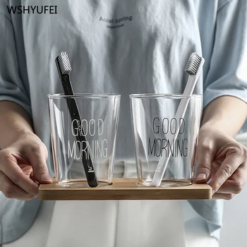 

Simple transparent glass bathroom brushing cup bathroom brush cleaning cup wash set household hotel bathroom supplies kit