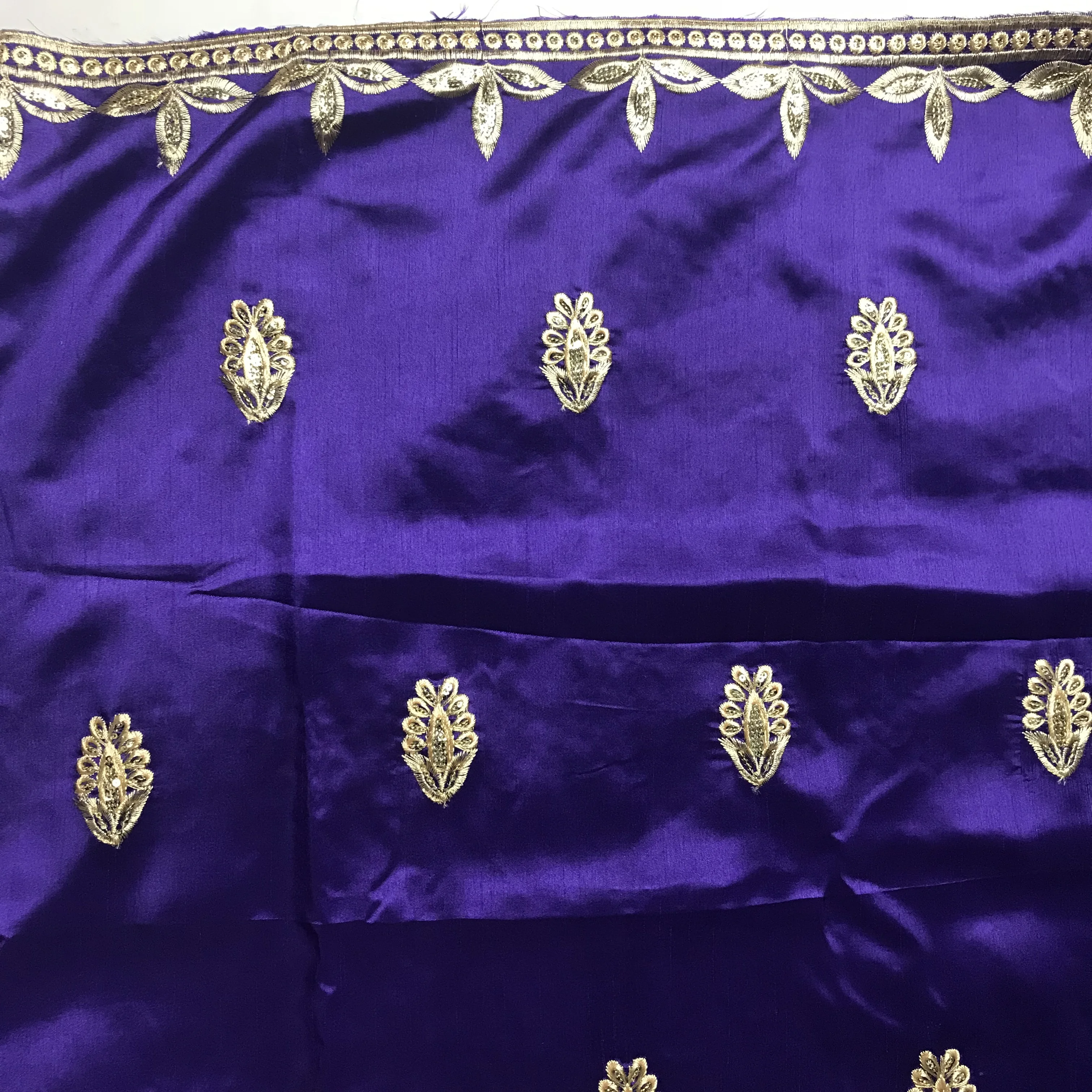 Новое поступление блестки вышивка фиолетовая африканская ткань 5 ярдов шелк