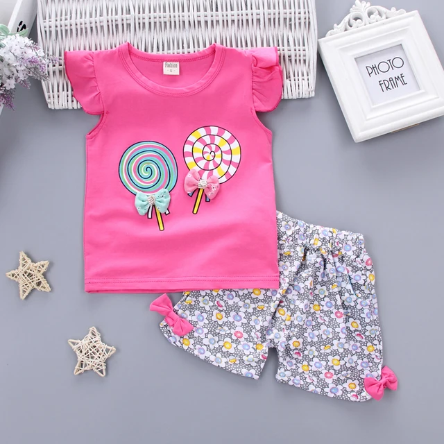 New Baby Girls Clothing Outfits Brand Summer Newborn Infant Sleeveless T-shirt Shorts 2pc/Sets Clothes Casual Sports Tracksuits Bangtang V Red