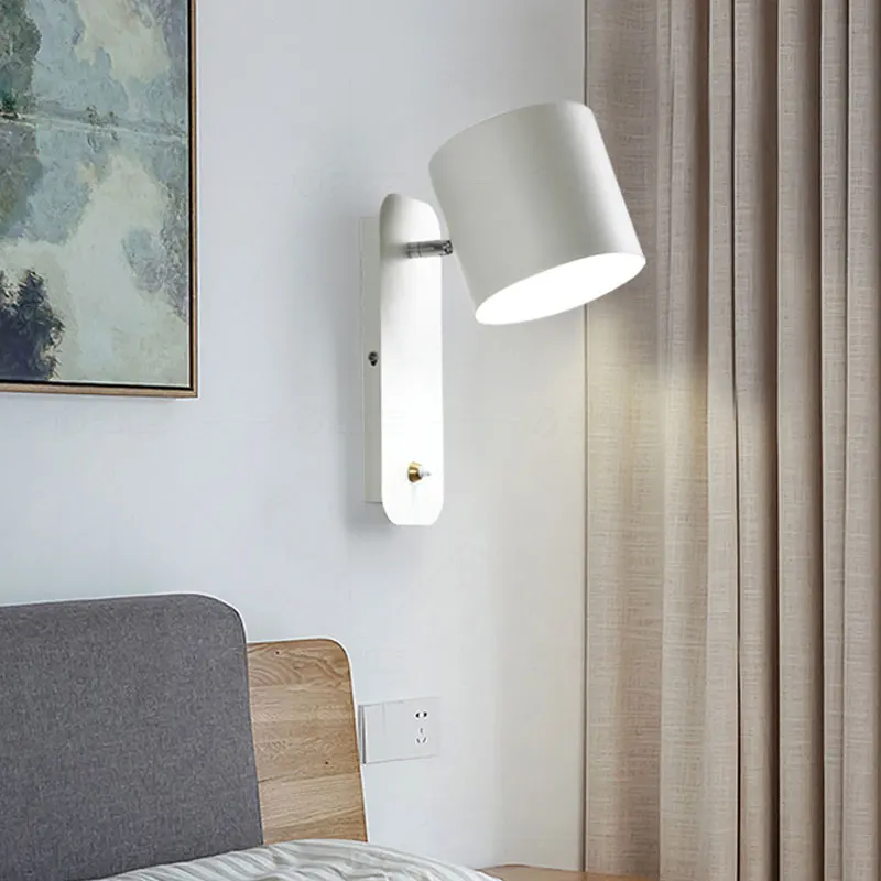 Nordic modern LED E27 5W wall light home improvement iron and wood wall light for foyer study bedroom bedside wall lamp