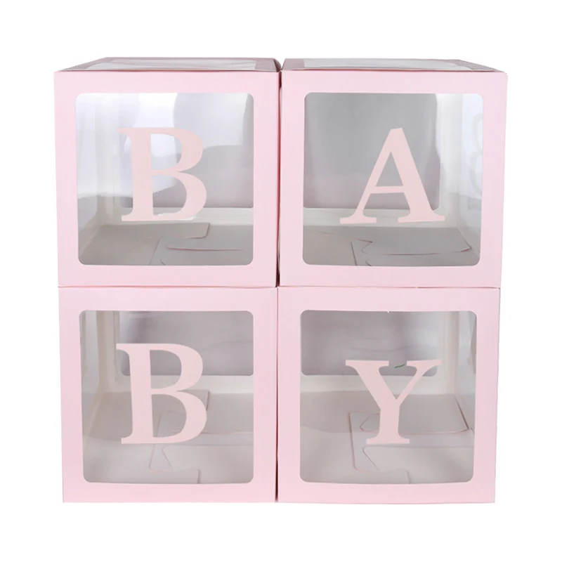 Прозрачная коробка с надписью «LOVE» для малышей, розовая/черная/белая квадратная коробка, Свадебные украшения и Беби Шауэр детский подарок на день рождения