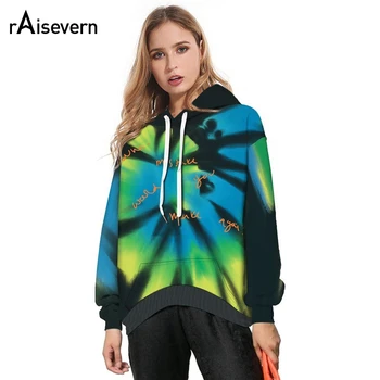 

Raisevern 2020 Spring New Sweatshirt Womens Fashion Tie Dye Print Kawaii Tops Sweatshirt Femmes Casual Hoodies Drop Shipping