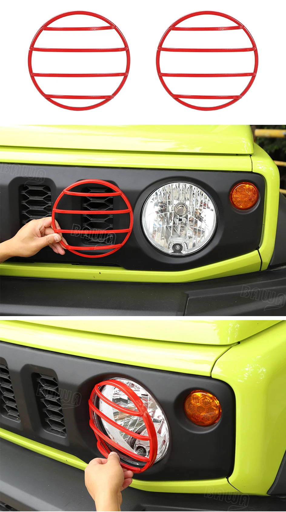 BAWA автомобильная лампа колпаки Передняя фара Крышка лампы аксессуары для Suzuki Jimny+ металлическая фара украшение