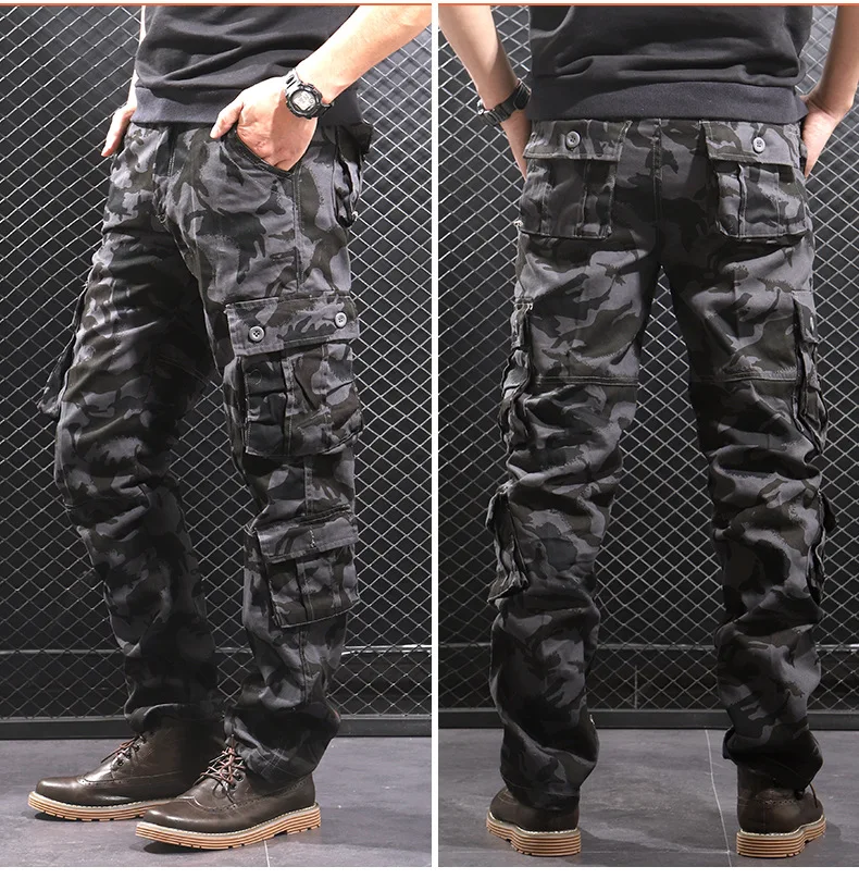 Autumn Winter Pants Men Loose Cotton Army Tactical Pants Black Camo Trousers Men Casual Camouflage Cargo Pants Pantalones hombre