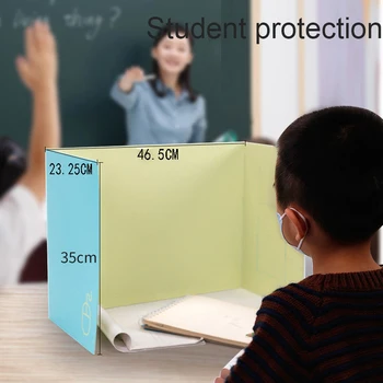 

Table Isolation Board Foldable Plastic Table Splash Guard with Side Pockets for Schools Offices Restaurants L
