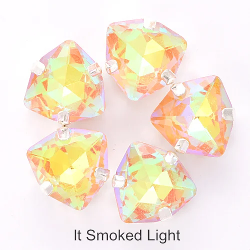 lt Smoked Light 12 мм Fat Tri-angle Лучшее Стекло Кристалл пришить стразы Серебряная основа много цветов пришить на когти Стразы для свадебного платья B3644 - Цвет: lt Smoked Light