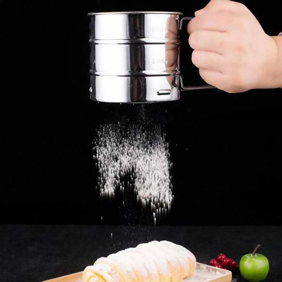 ICESTCHEF ручной муки сито чашка из нержавеющей стали мелкоячеистая Мука сито глазурь шейкер для сахара выпечки инструменты чашки
