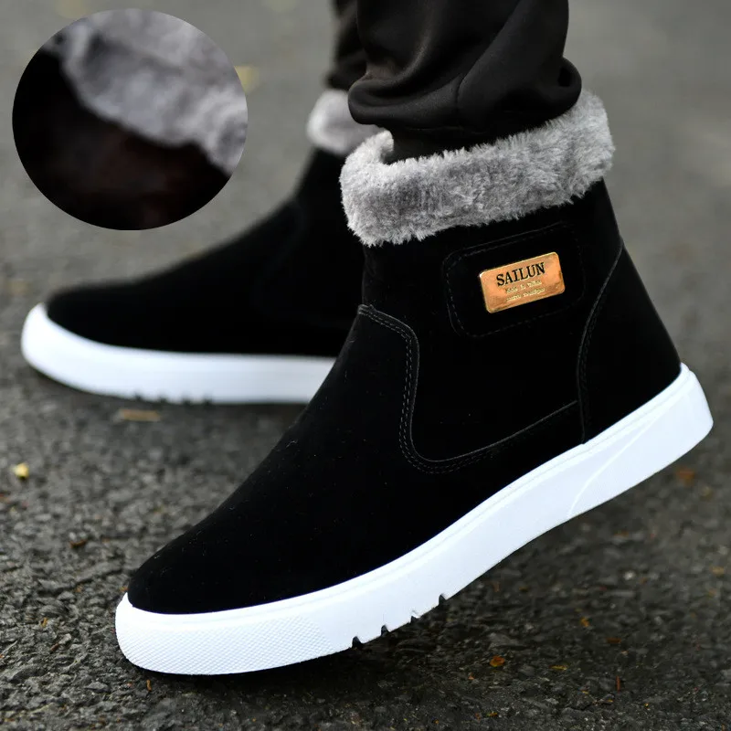 New Mens Shoes Winter Sneakers Snow-Boots Anti-Slip Male Botas Warm Plush Fur Ankle Hombre 4000086819950