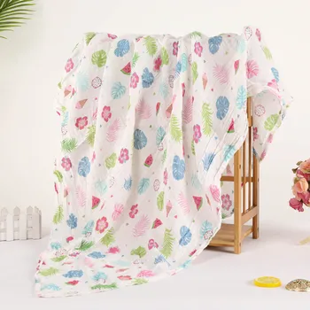 

70%Bamboo fiber+30%Cotton Baby blanket animal Print dinosaur 120*120cm koc blanket baby born Bath For Newborn bedding Swaddle